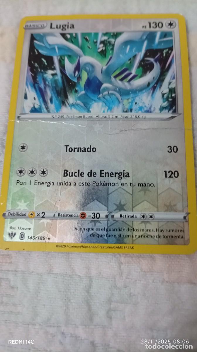 Sammelkarten: Carta Pok&eacute;mon de Lugia, n&uacute;mero 140/189 del a&ntilde;o 2020. - Ataque: Tornado (30). -
