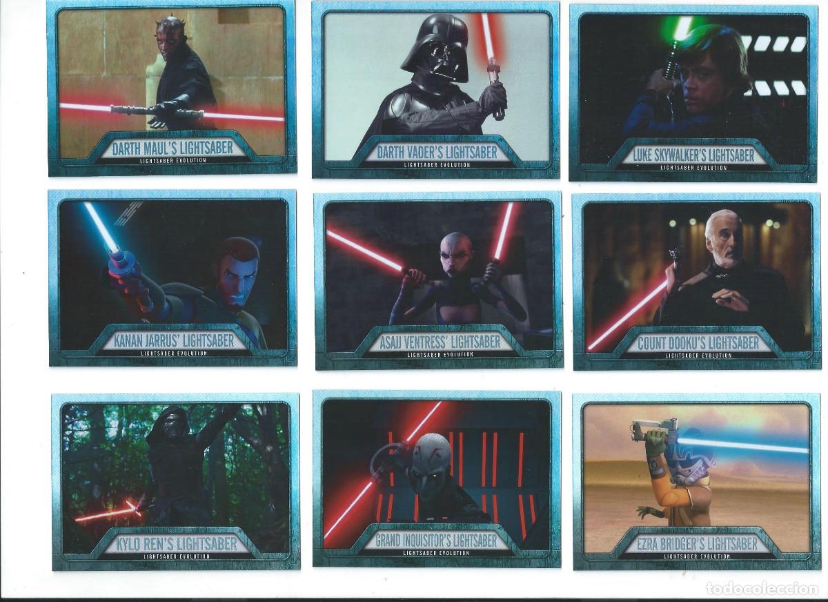 Trading cards: STAR WARS EVOLUTION : SUBSET COMPLETO LIGHTSABER EVOLUTION (9 CARDS) - Foto 1