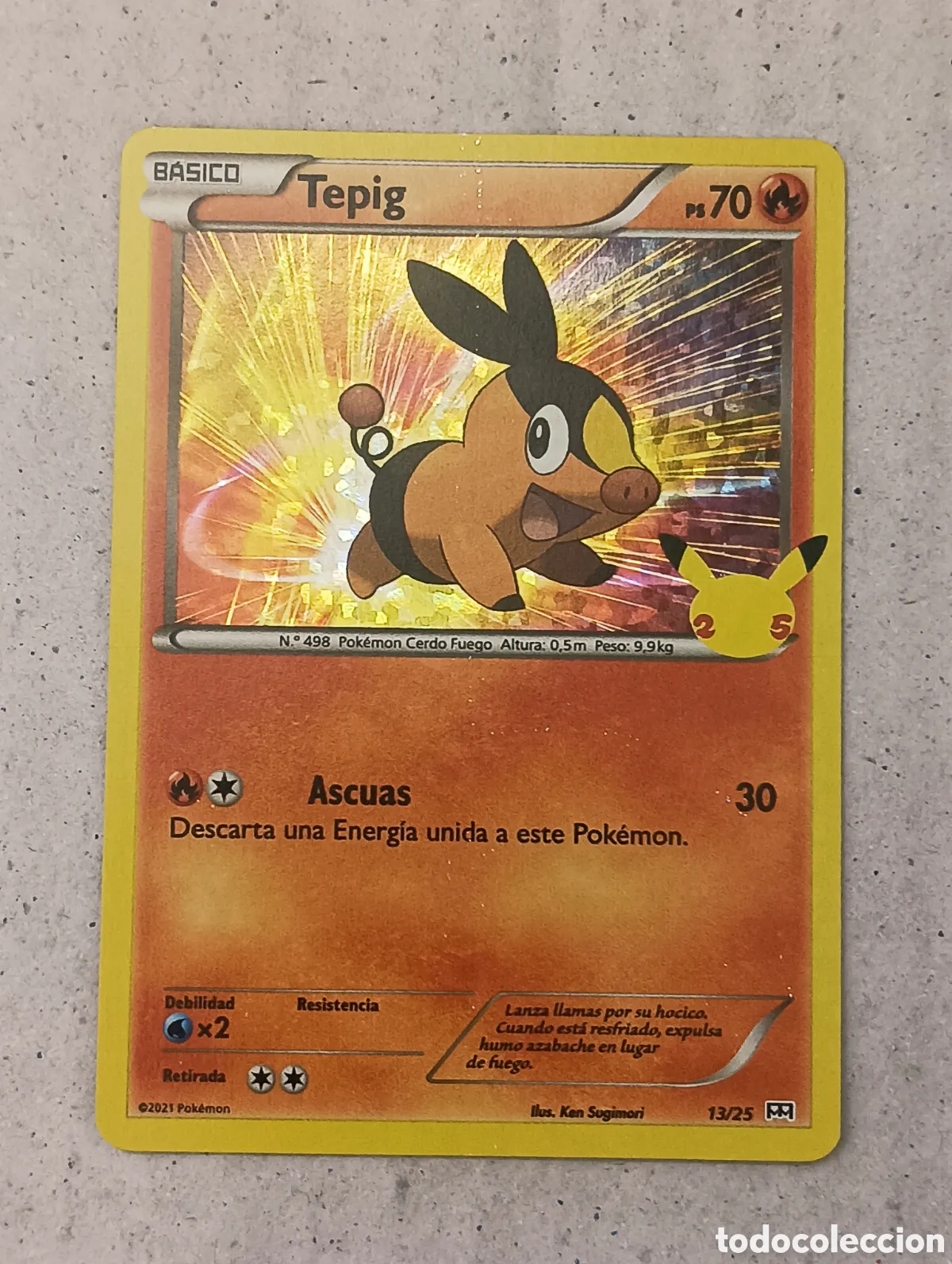Carta Pokemon Tepig 13/25 – (Holo) – Promo McDonald’s 2021 - 25.º aniversario de Pokemon