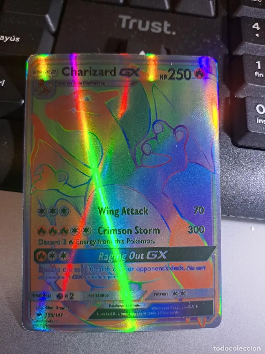 CROMO CARTA CARD CHARIZARD GX 150/147 POKEMON 2017