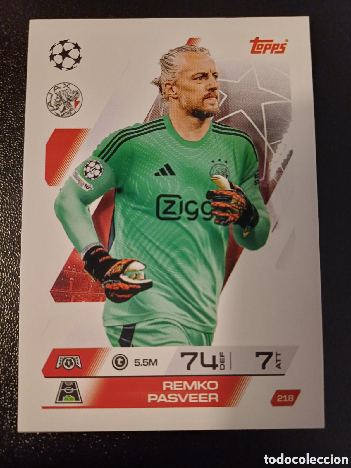 Cartas Colecion&aacute;veis: #218 REMKO PASVEER AFC AJAX TOPPS MATCH ATTAX 2025/26