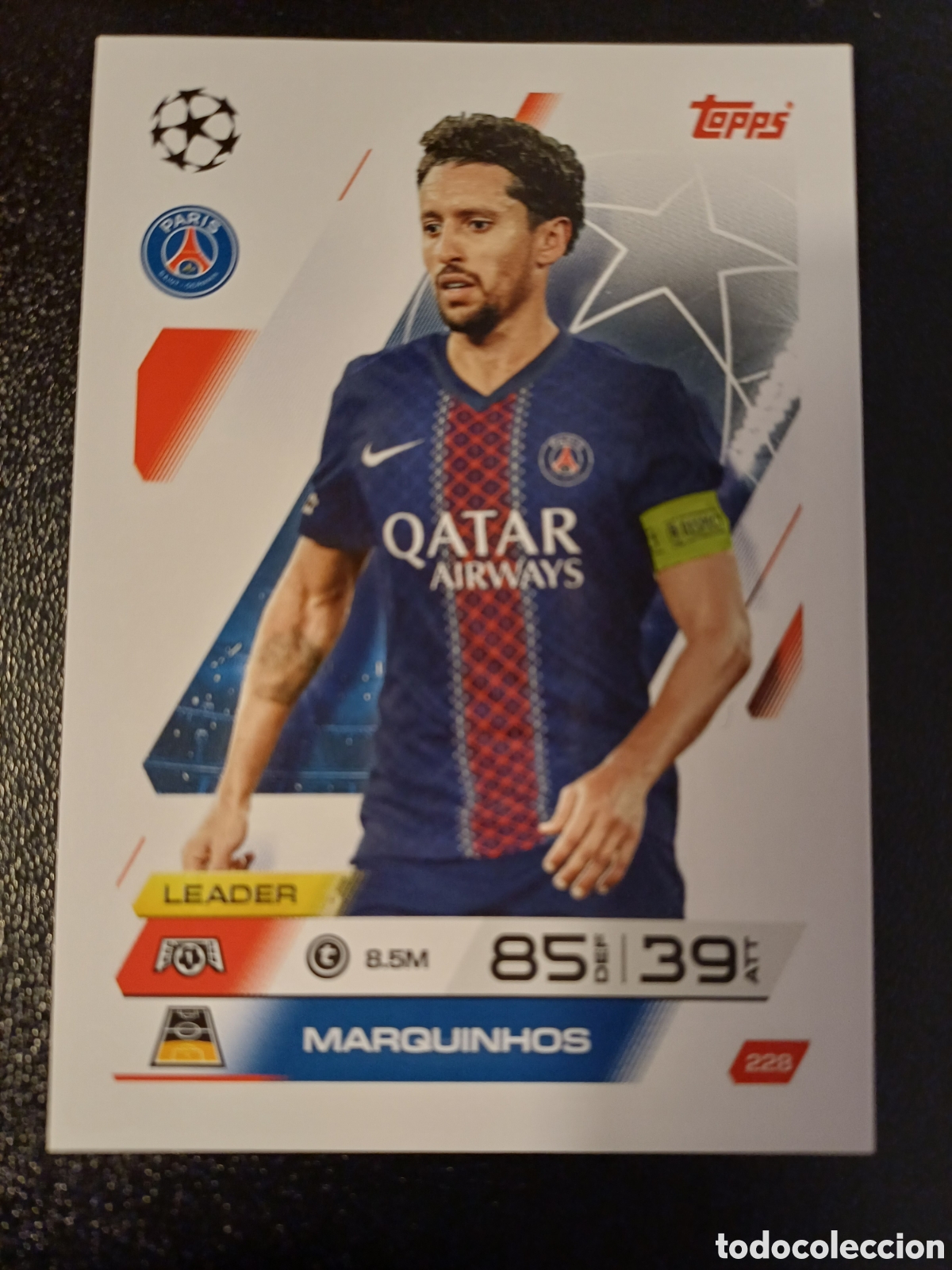 Cartas Colecion&aacute;veis: #228 MARQUINHOS PARIS SAINT-GERMAIN TOPPS MATCH ATTAX 2025/26