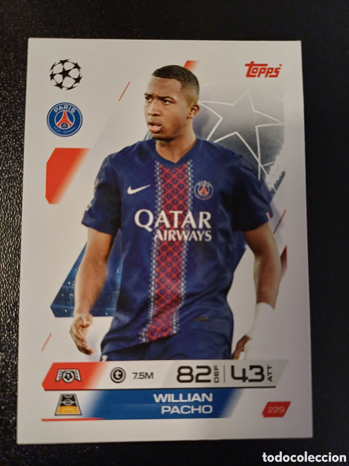 Cartas Colecion&aacute;veis: #229 WILLIAN PACHO PARIS SAINT-GERMAIN TOPPS MATCH ATTAX 2025/26