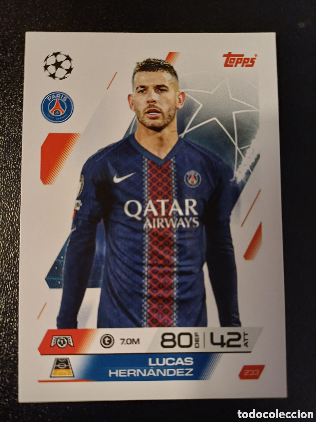 Cartas Colecion&aacute;veis: #233 LUCAS HERNANDEZ PARIS SAINT-GERMAIN TOPPS MATCH ATTAX 2025/26