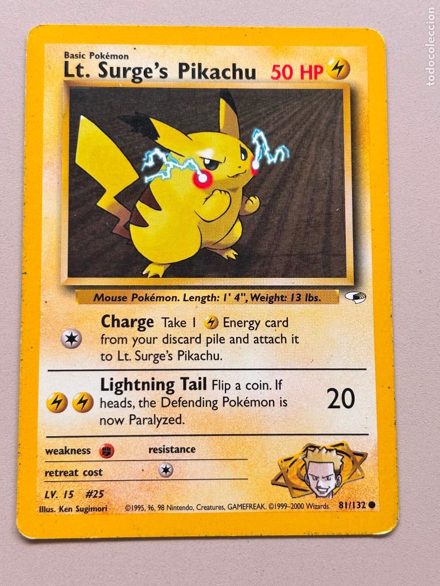 Trading Cards: POKEMON TCG - LT. SURGE'S PIKACHU ( GYM HEROES ) # 81