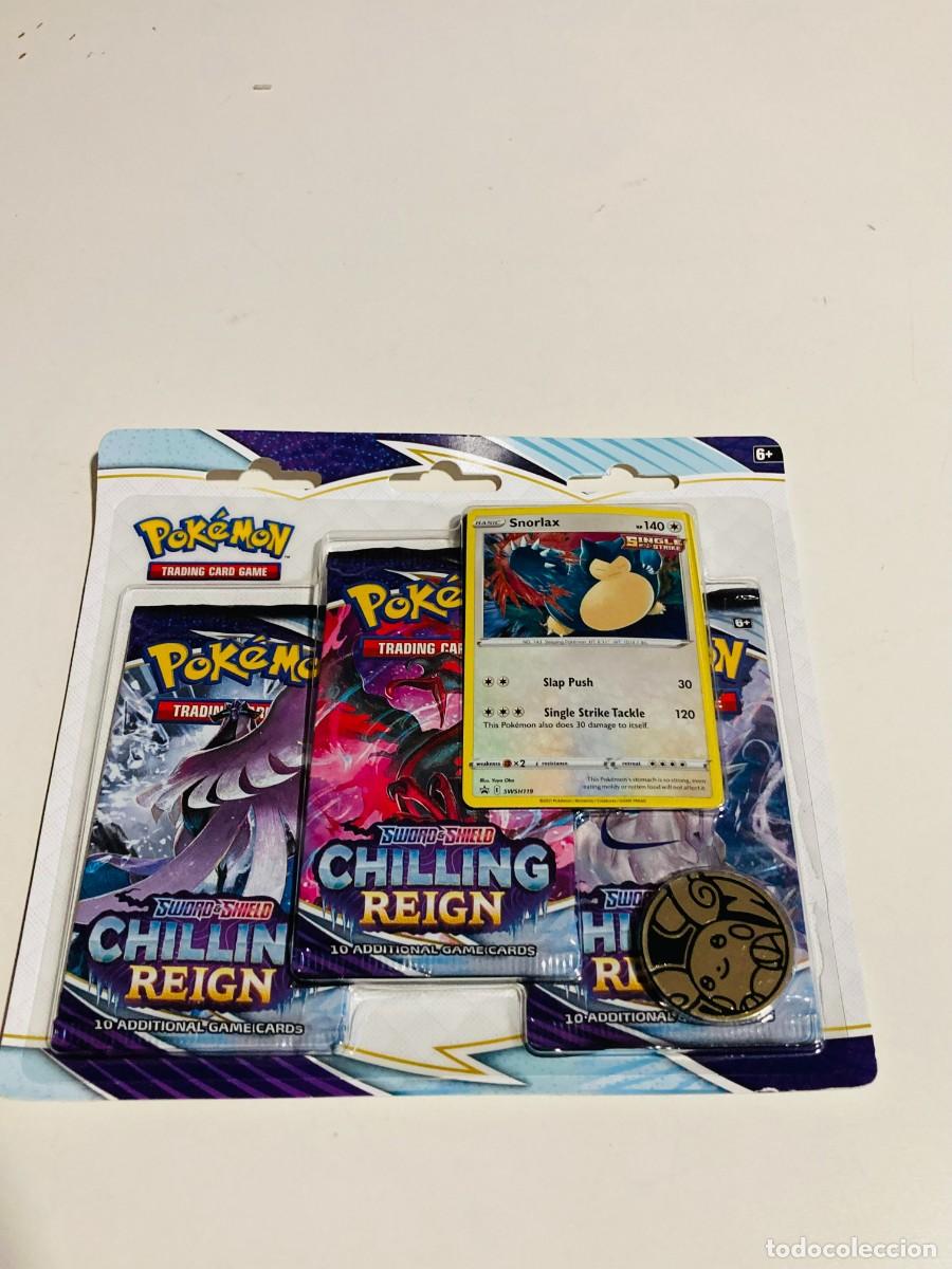 Trading Cards: Pokemon blister 3 sobres Chilling Reing con promo Snorlax, reinado Escalofriante