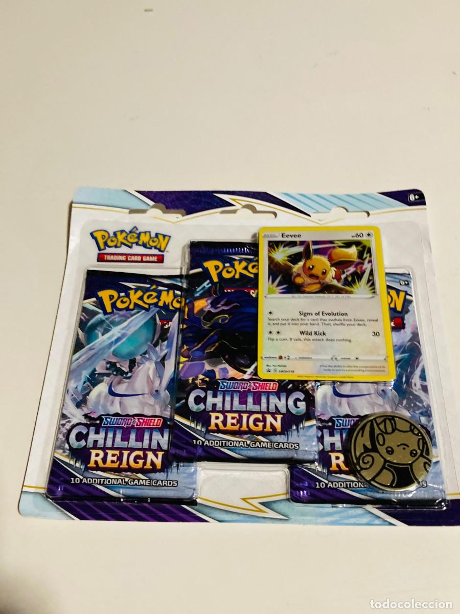 Trading Cards: Pokemon Blistter 3 sobres Chilling Reing con Promo Eevee sellado