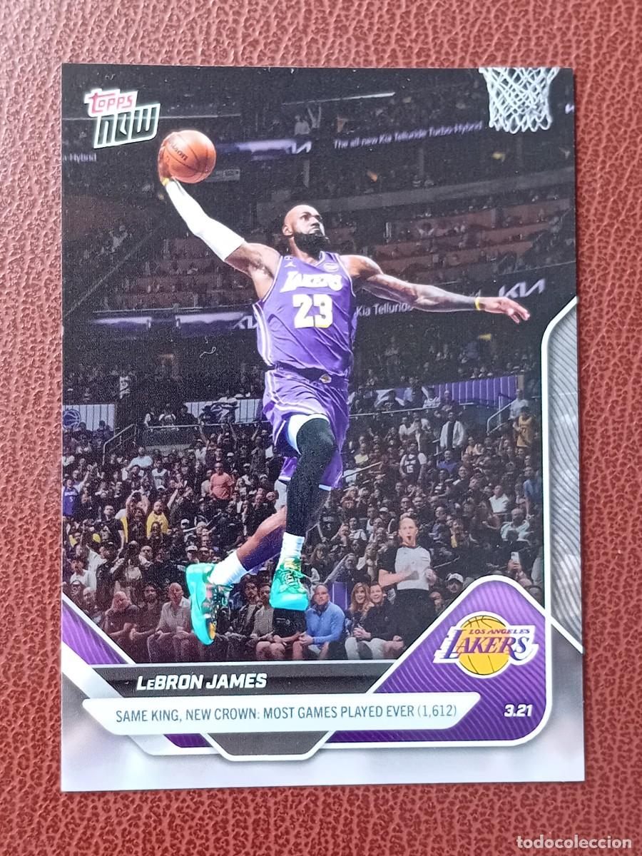 Trading Cards: Card 221 LeBron James Topps Now 2025-2026 bate el r&eacute;cord de m&aacute;s partidos de regular season jugados