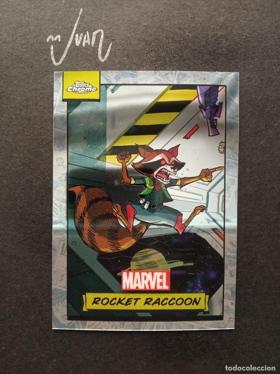 Trading Cards: N&ordm; 33 ROCKET RACCOON ''MAPACHE ROCKET'' TOPPS &reg; CHROME MARVEL TRADING CARDS 2024 NUEVO