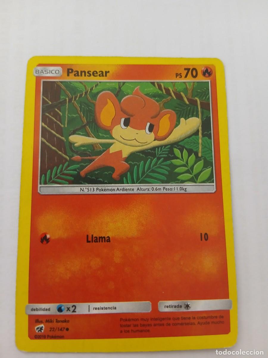 Trading Cards: Carta Pok&eacute;mon de Pansear, n&uacute;mero 22/147. - Tipo: B&aacute;sico - PS: 70 - Ataque: Llama - Debilidad: x2 -