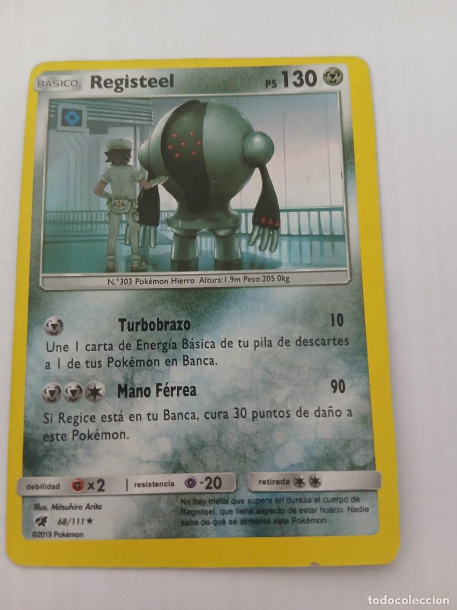 Trading Cards: Carta de Pok&eacute;mon de Registeel, n&uacute;mero 68/111, en espa&ntilde;ol. - Tipo: B&aacute;sico - PS: 130 - Ataques: Turbo