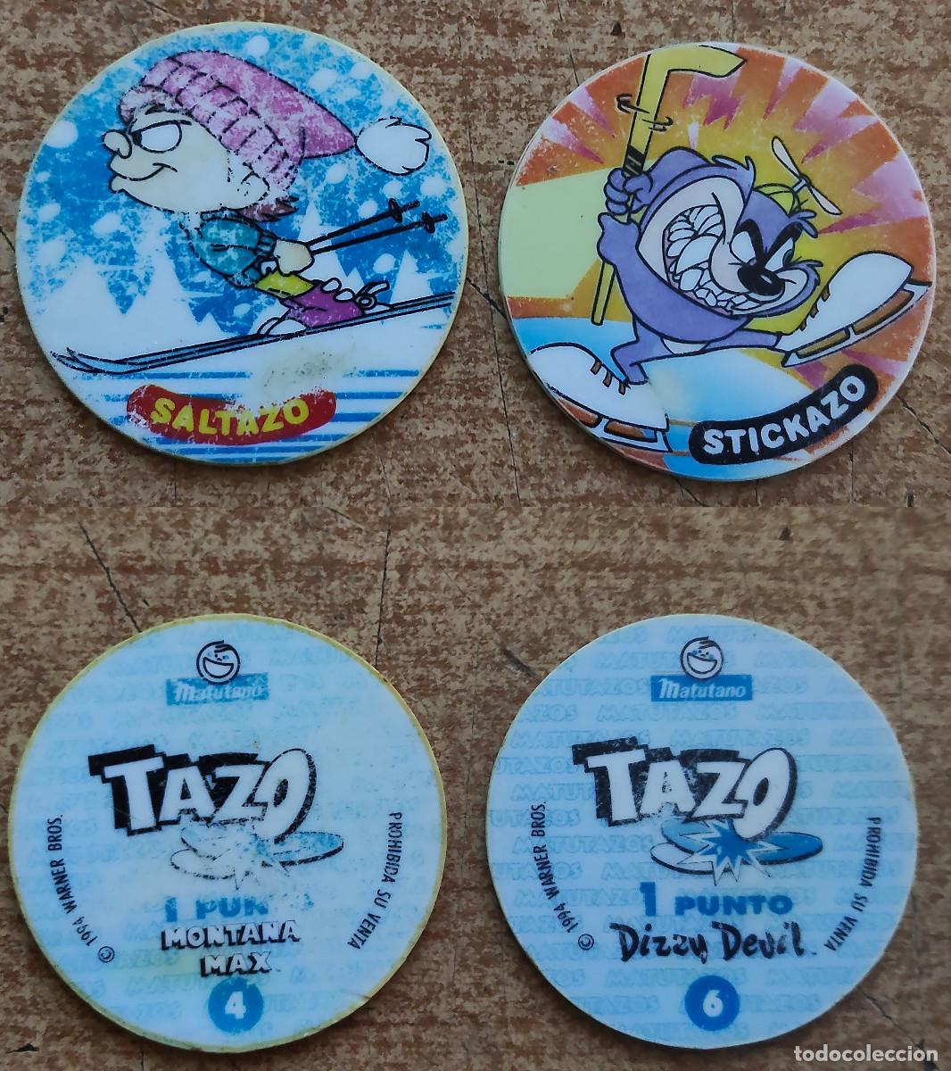Trading Cards: Tazo Cap Tiny Toons Looney Tunes - Matutano - Saltazo Montana Max N&ordm; 4 + 7