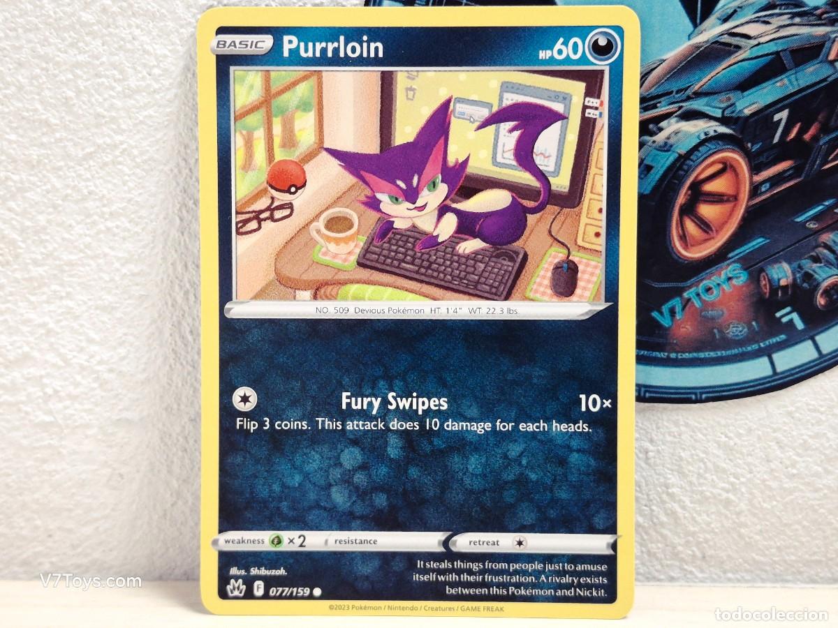 Trading Cards: Carta Purrloin 077 Pokemon Crown Zenith EN