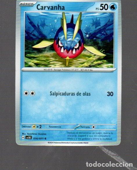 Trading Cards: CROMOS DE POK&Eacute;MON B&Aacute;SICO CARVANHA PV 50- N&ordm;0318 DEL A&Ntilde;O 2024