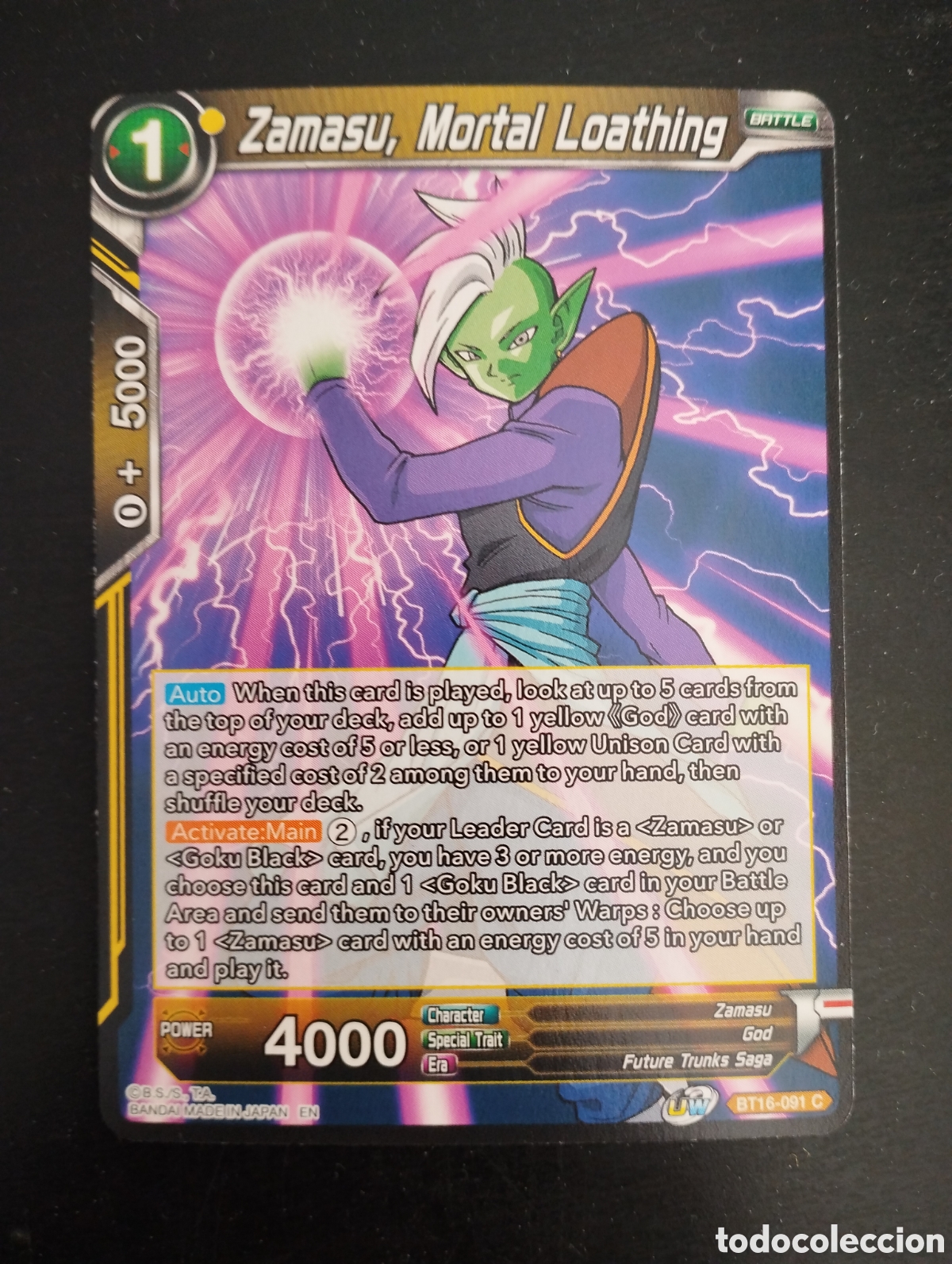 Trading Cards: Zamasu, mortal loathing. Carta. Bandai dragon ball. super card game. BT16 - 091