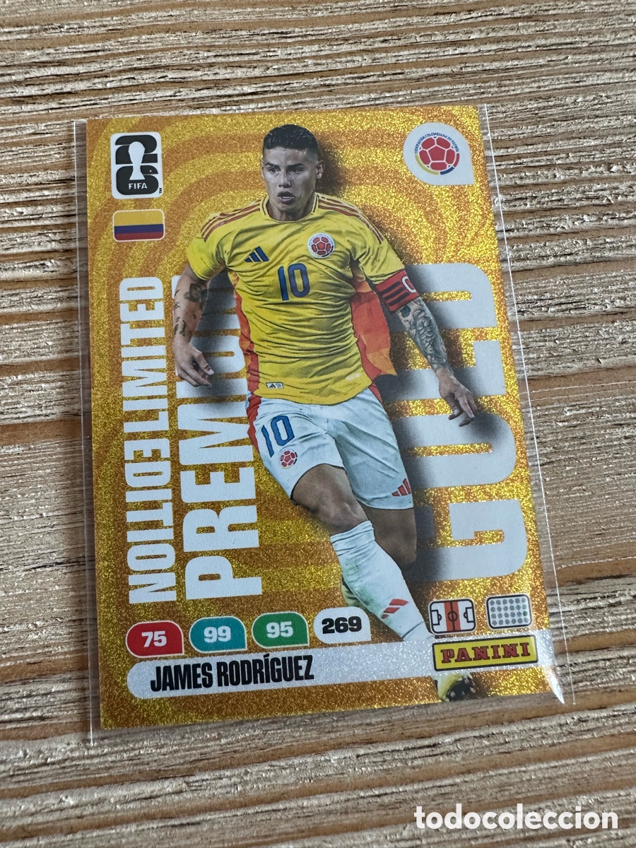 Trading Cards: JAMES RODRIGUEZ COLOMBIA LIMITED EDITION PREMIUM GOLD ADRENALYN MUNDIAL 2026 WORLD CUP USA MEX CAN