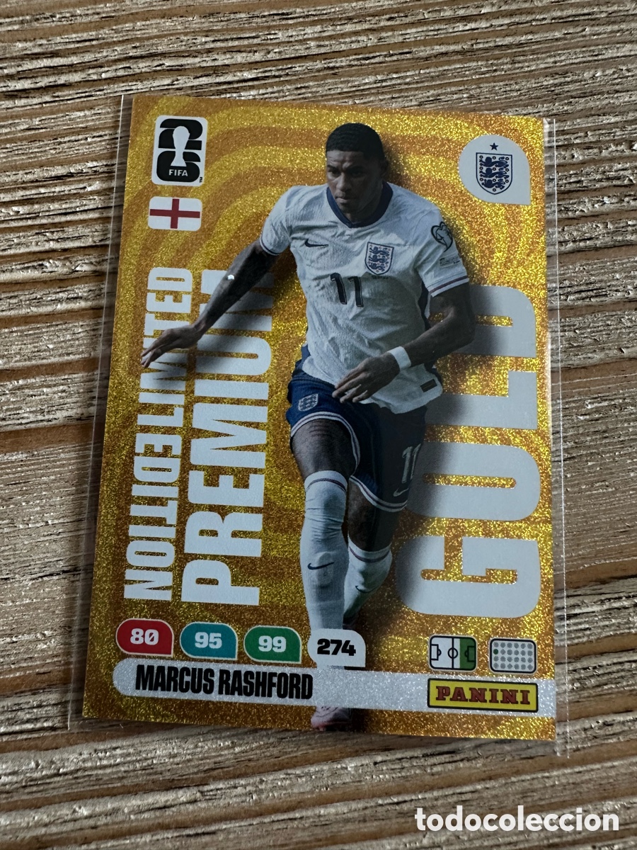 Trading Cards: MARCUS RASHFORD INGLATERRA LIMITED EDITION PREMIUM GOLD ADRENALYN.MUNDIAL 2026 WORLD CUP USA MEX CAN