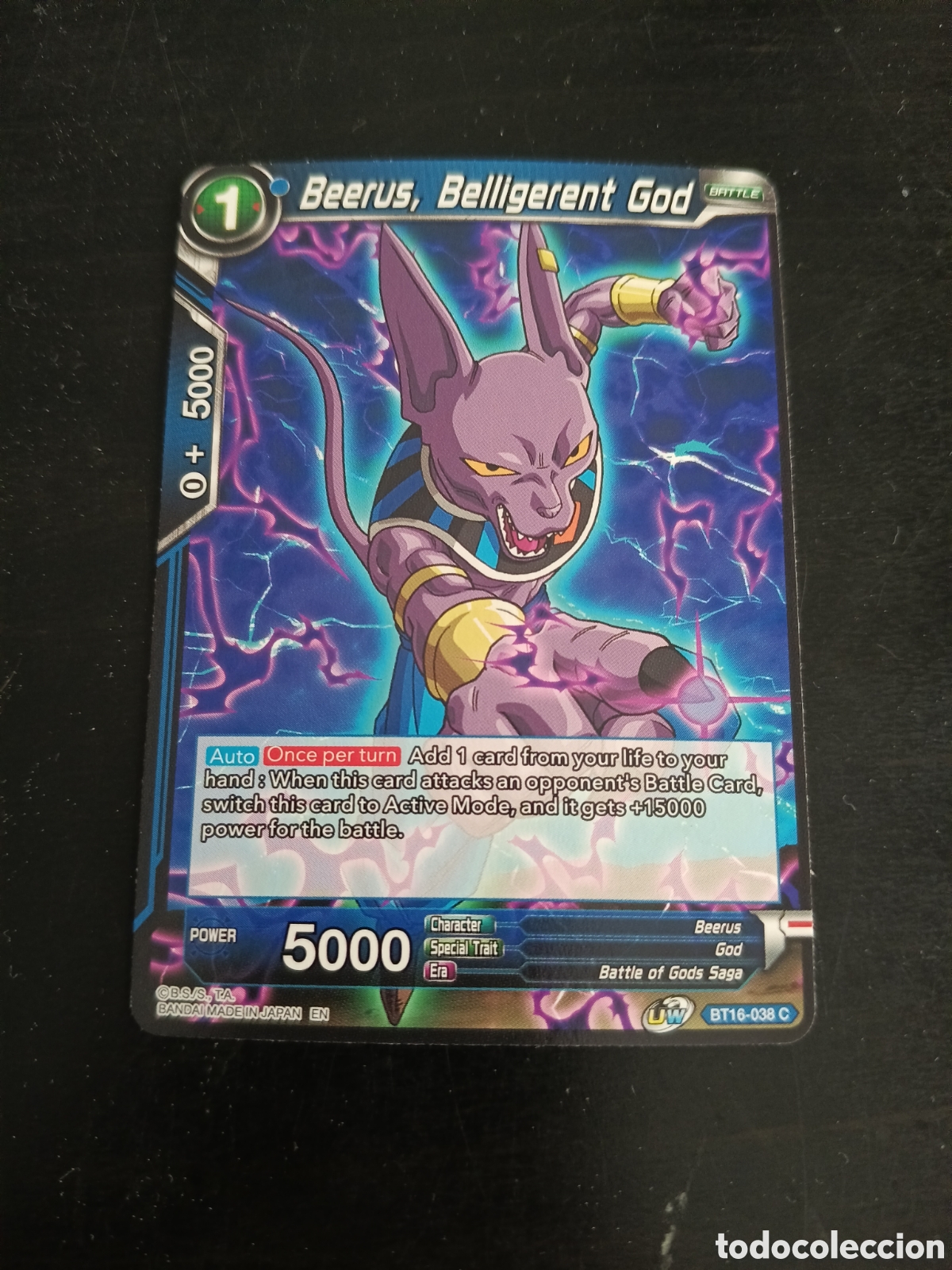 Trading Cards: Carta Dragon Ball Beerus, Belligerant God, BT16-038