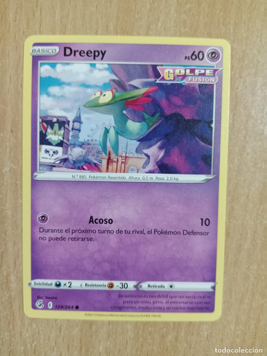 Trading Cards: DREEPY 128/264 - CARTA POK&Eacute;MON - ESPADA Y ESCUDO, GOLPE FUSI&Oacute;N - A&Ntilde;O 2021.