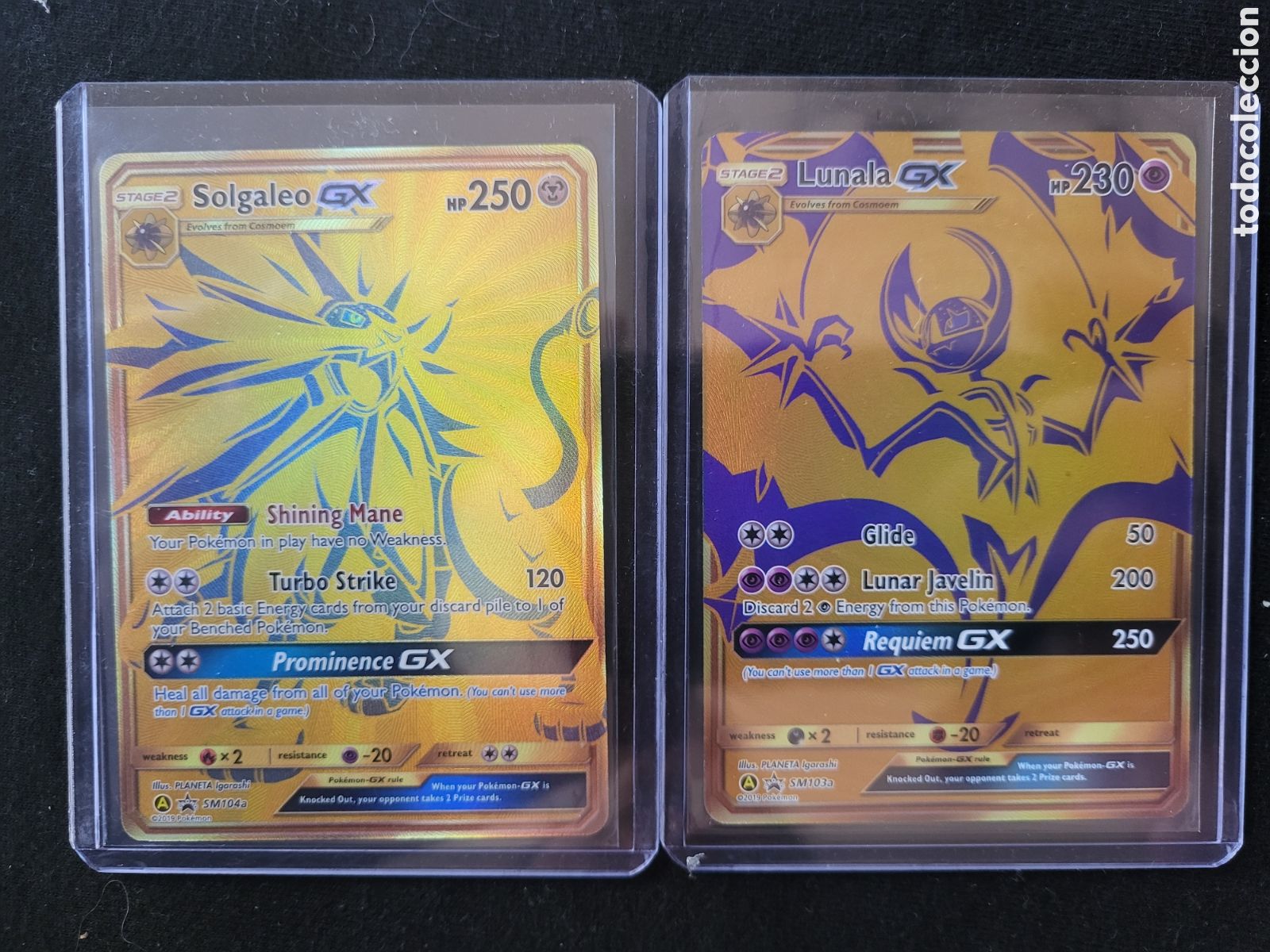 Trading Cards: SM103a | SM104a Lunala GX | Solgaleo GX [Gold] Black Star Promo / SM Hidden Fates 2019