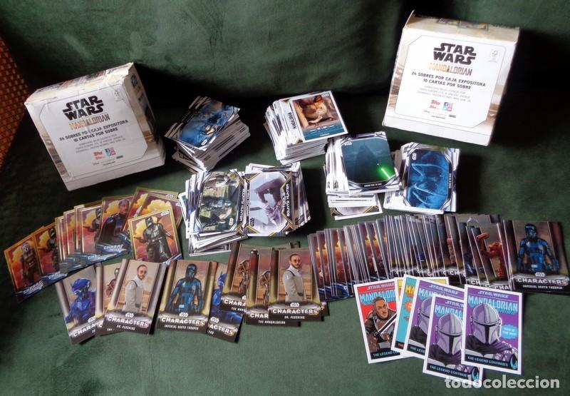 Trading Cards: LOTE 2 CAJAS BOX CARD CARTAS STAR WARS MANDALORIAN. ESPECIALES BORDE DORADO CHARACTERS COMIC TOPPS