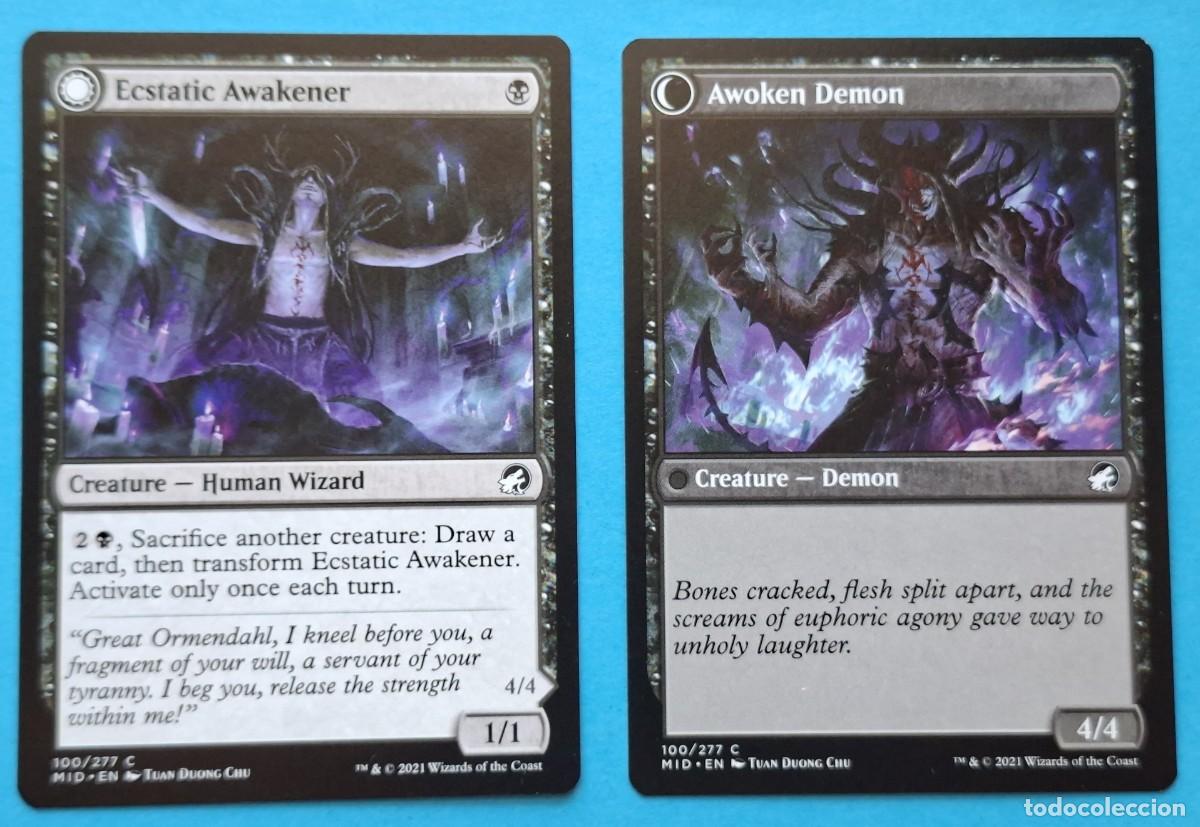 Trading Cards: DFC #100 Ecstatic Awakener / Awoken Demon (Creature) MID 2021 MAGIC THE GATHERING Card