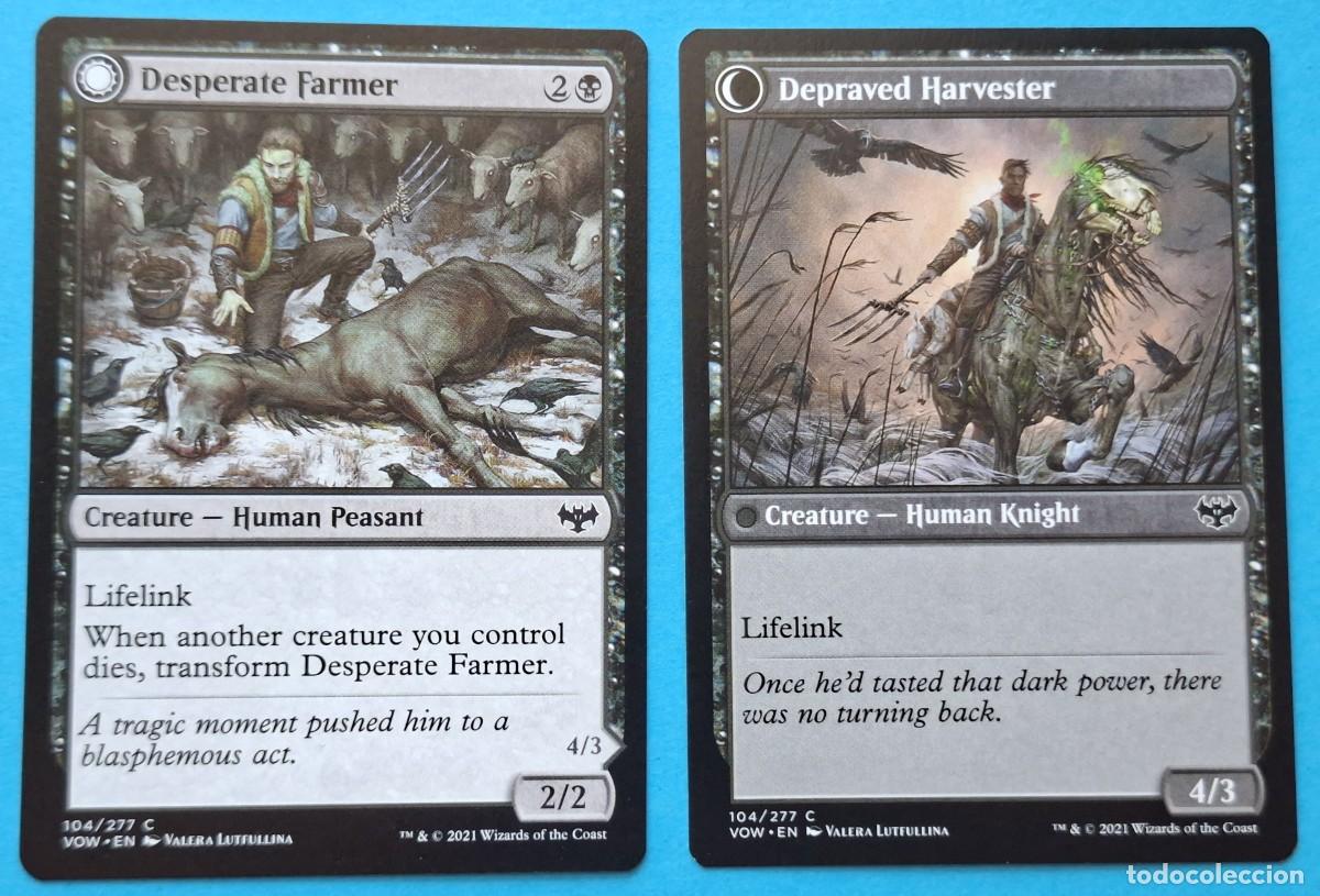 Trading Cards: DFC #104 Desperate Farmer / Depraved Harvester (Creature) VOW 2021 MAGIC THE GATHERING Card