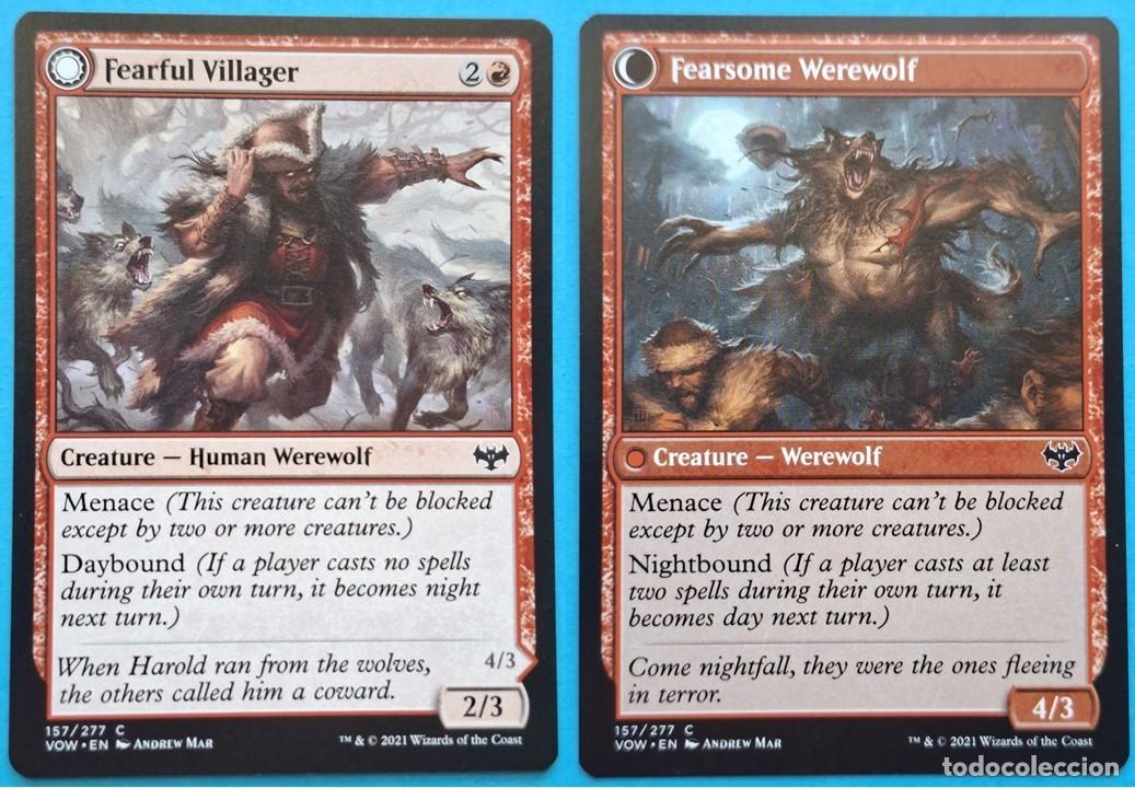 Trading Cards: DFC #157 Fearful Villager / Fearsome Werewolf (Creature) - VOW 2021 MAGIC THE GATHERING Card