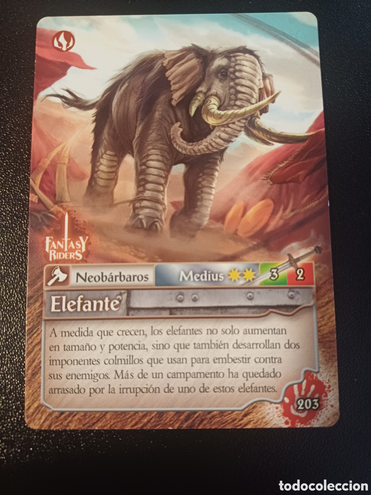 Cartas Colecion&aacute;veis: #203 ELEFANTE MEDIUS PANINI FANTASY RIDERS LA INVASION DE LOS GIGANTES 2019