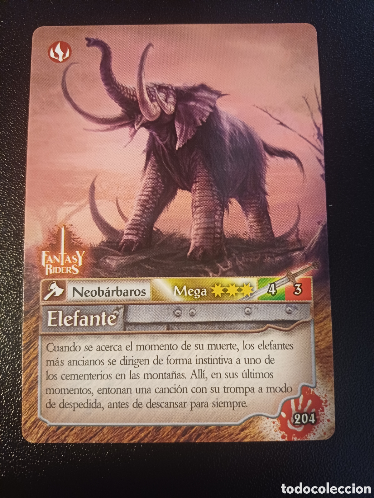 Cartas Colecion&aacute;veis: #204 ELEFANTE MEGA PANINI FANTASY RIDERS LA INVASION DE LOS GIGANTES 2019