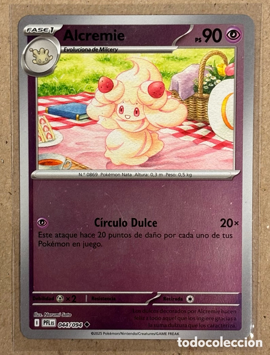 Trading Cards: ALCREMIE. CARTA POK&Eacute;MON REVERSE HOLO #044/094 COLECCI&Oacute;N FUEGOS FANTASMALES 2025 (PFLes).