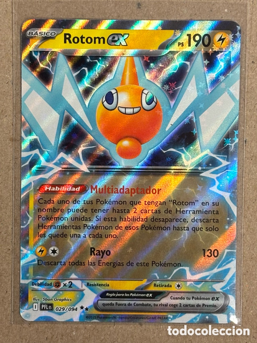 Trading Cards: ROTOM EX. CARTA POK&Eacute;MON HOLO #029/094 COLECCI&Oacute;N FUEGOS FANTASMALES 2025 (PFLes). DOBLE RARA