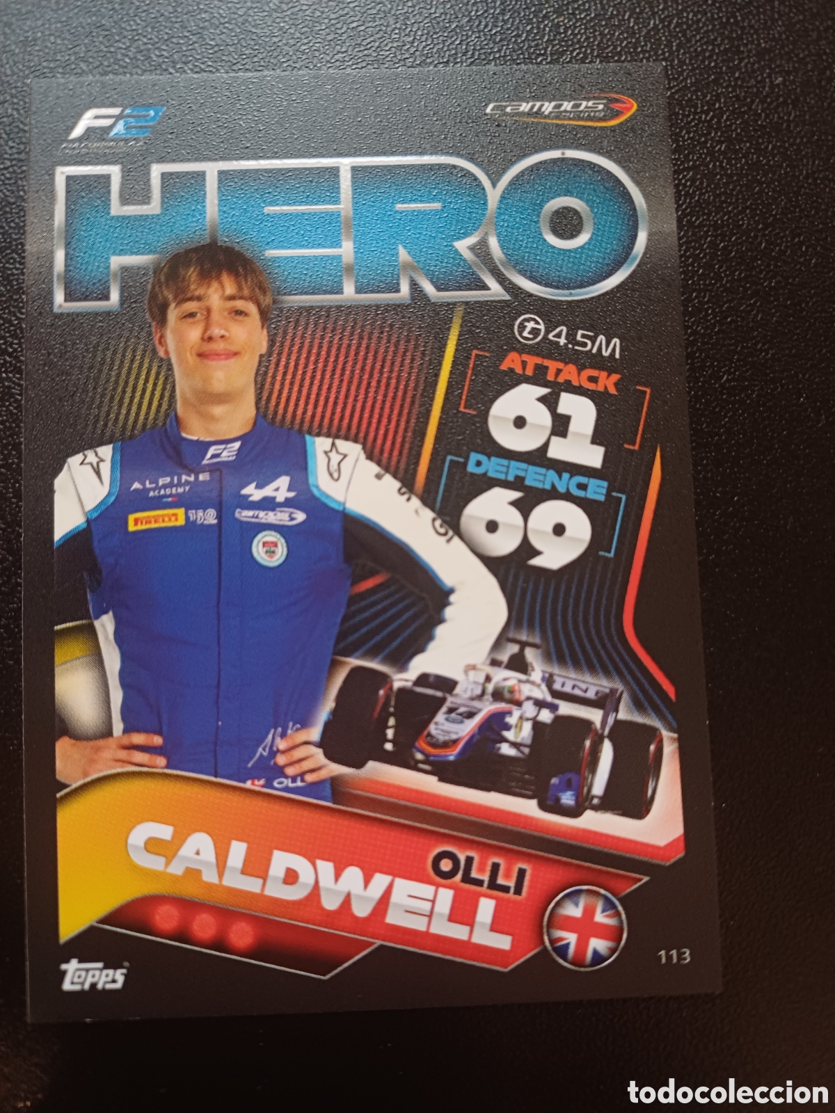 Trading Cards: #113 OLLI CALDWELL CAMPOS RACING TOPPS TURBO ATTAX FORMULA 1 2022