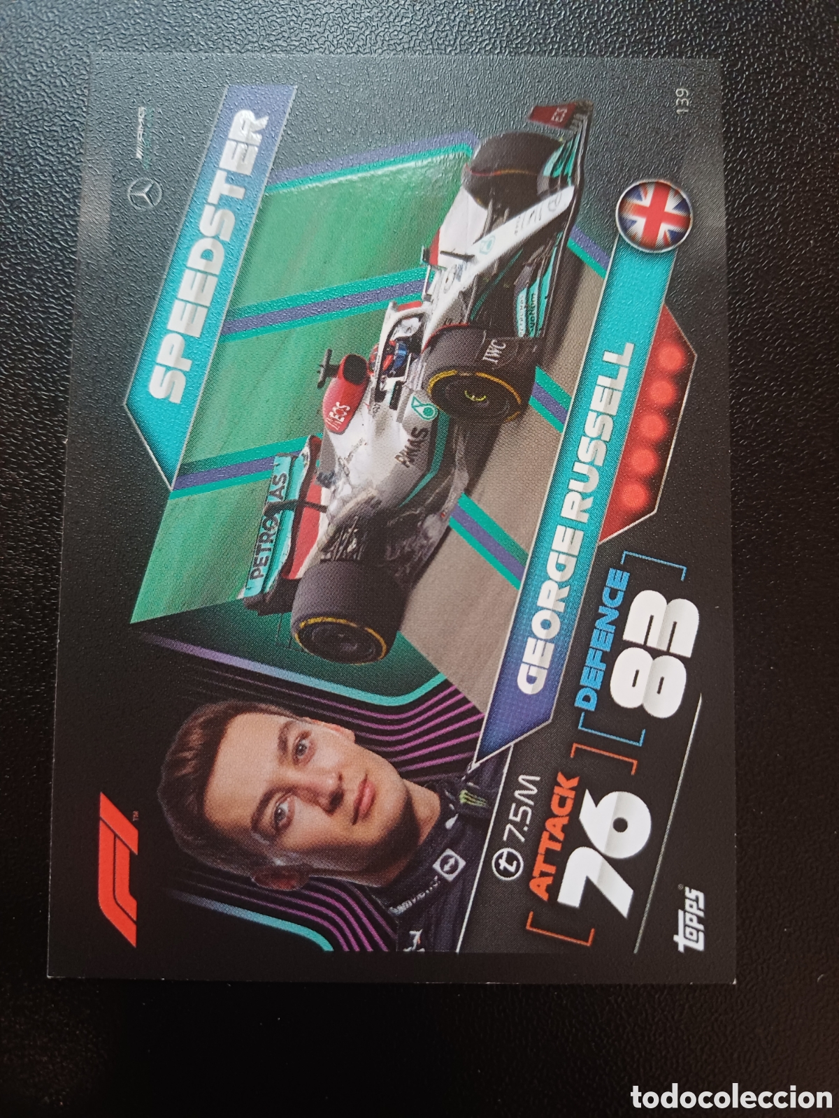 Cartas Colecion&aacute;veis: #139 GEORGE RUSSELL MERCEDES AMG TOPPS TURBO ATTAX FORMULA 1 2022