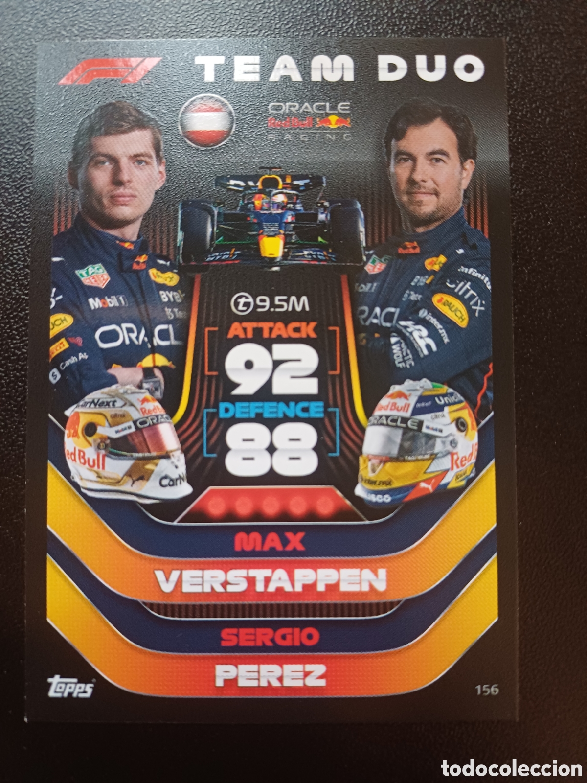 Cartas Colecion&aacute;veis: #156 VERSTAPPEN PEREZ TEAM DUO TOPPS TURBO ATTAX FORMULA 1 2022