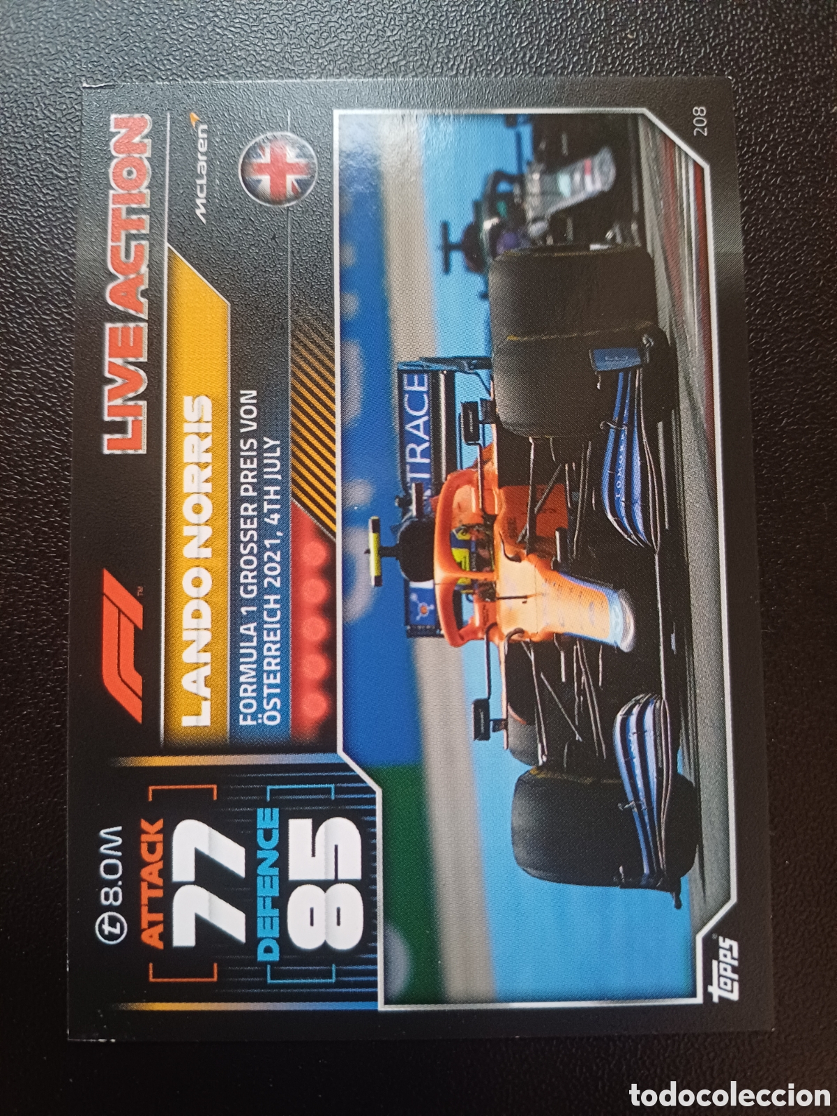 Trading Cards: #208 LANDO NORRIS LIVE ACTION TOPPS TURBO ATTAX FORMULA 1 2022
