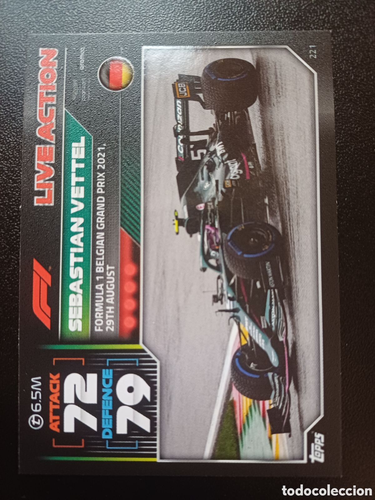 Trading Cards: #221 SEBASTIAN VETTEL LIVE ACTION TOPPS TURBO ATTAX FORMULA 1 2022