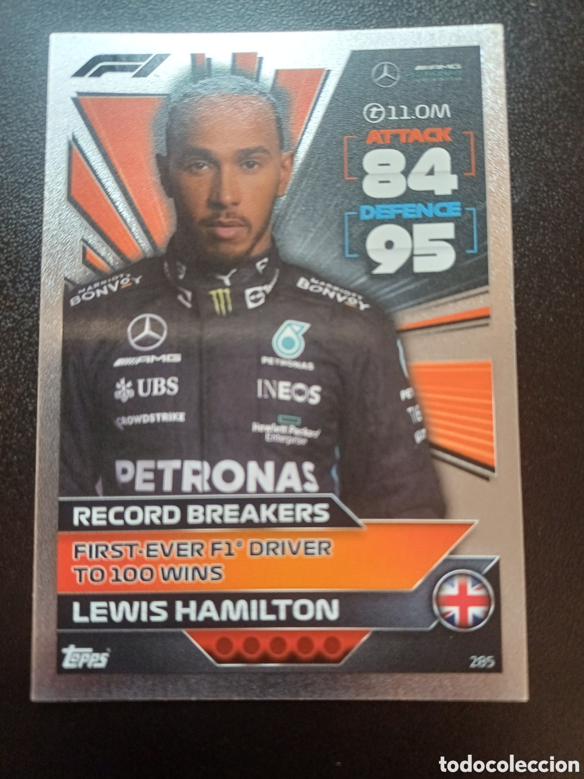 Trading Cards: #285 LEWIS HAMILTON RECORD BREAKERS TOPPS TURBO ATTAX FORMULA 1 2022