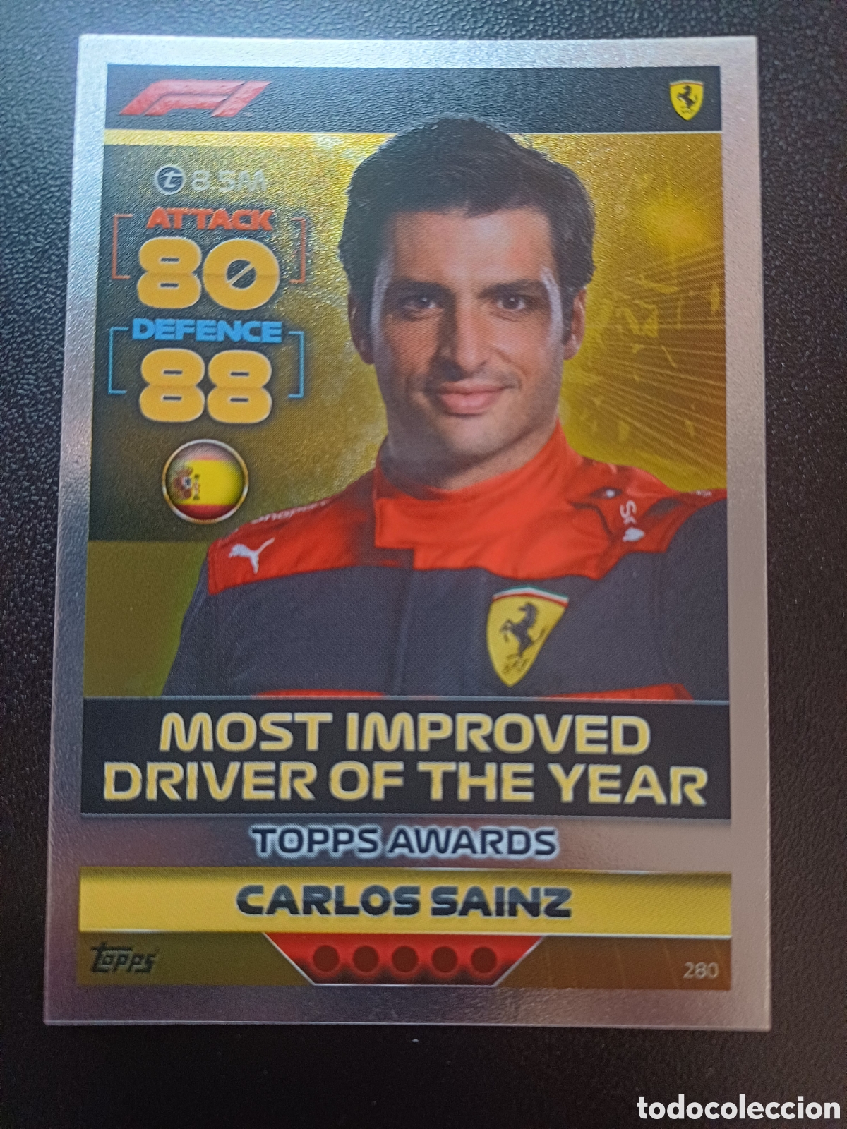 Trading Cards: #280 CARLOS SAINZ MOST IMPROVED DRIVER OF THE YEAR TOPPS TURBO ATTAX FORMULA 1 2022