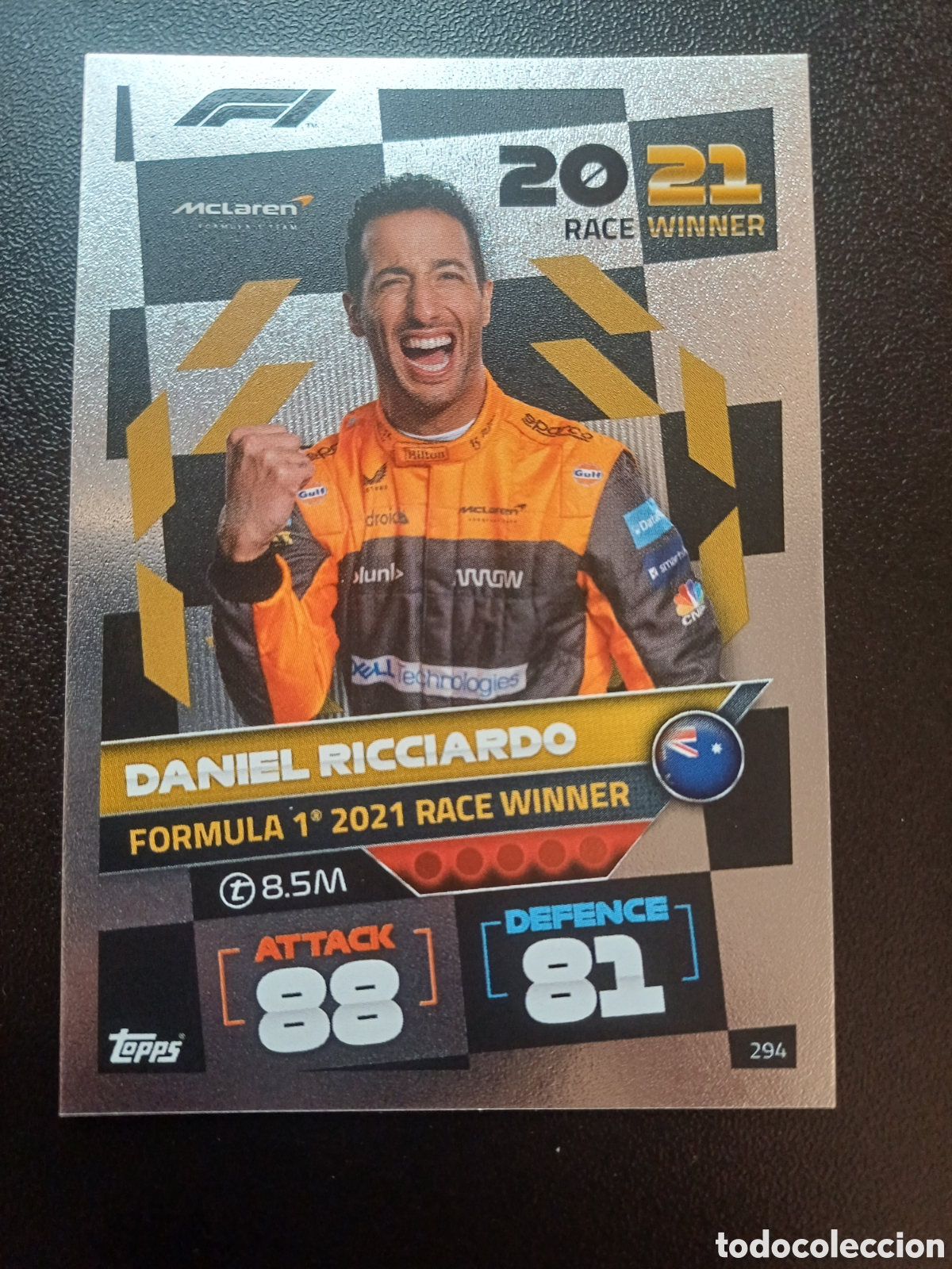 Trading Cards: #294 DANIEL RICCIARDO 2021 RACE WINNER TOPPS TURBO ATTAX FORMULA 1 2022