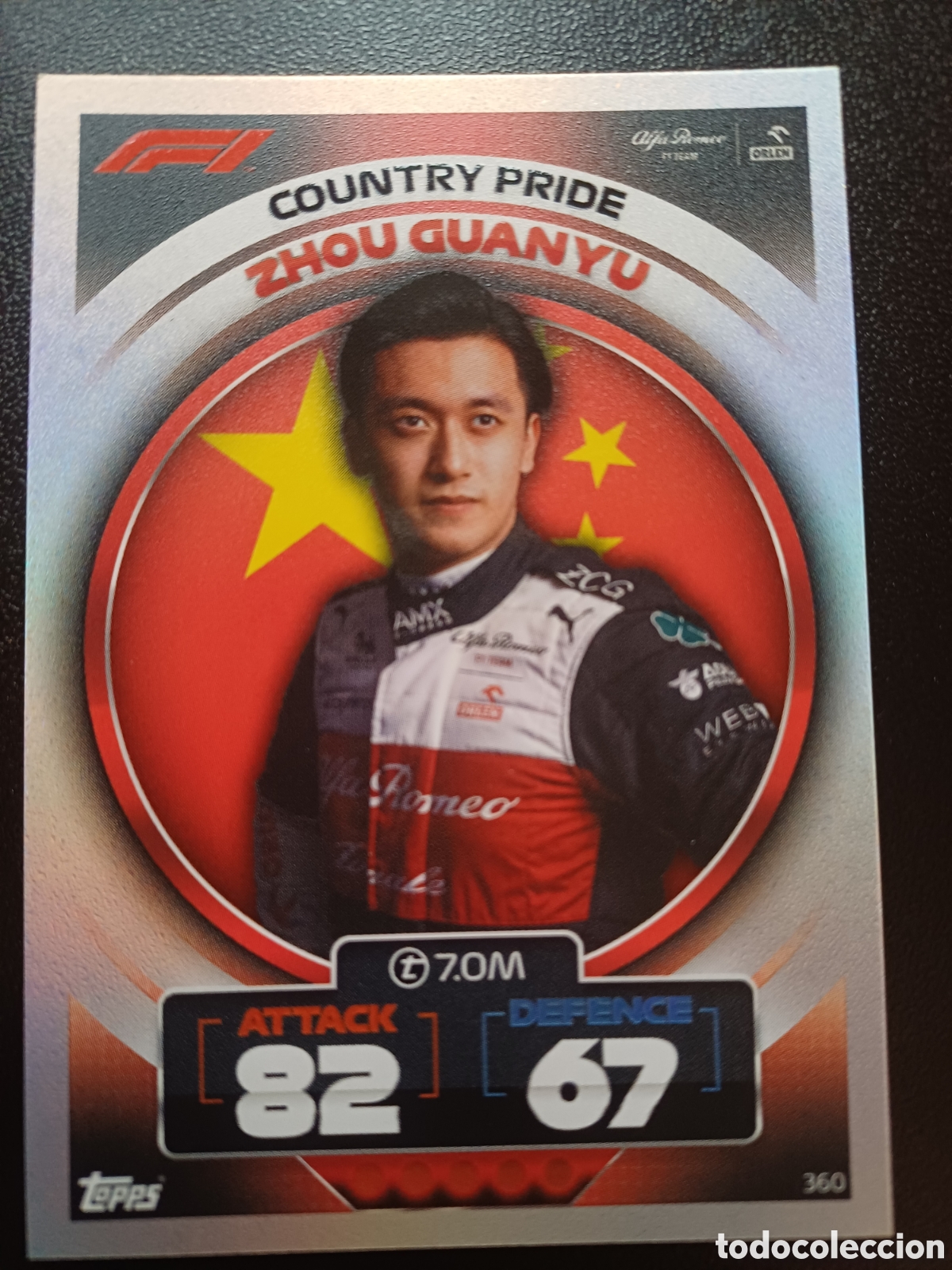 Trading Cards: #360 ZHOU GUANYU COUNTRY PRIDE TOPPS TURBO ATTAX FORMULA 1 2022