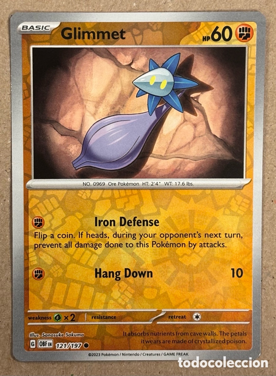 Trading Cards: GLIMMET. CARTA POK&Eacute;MON REVERSE HOLO #121/197 OBSIDIAN FLAMES 2023 (OBFEN).