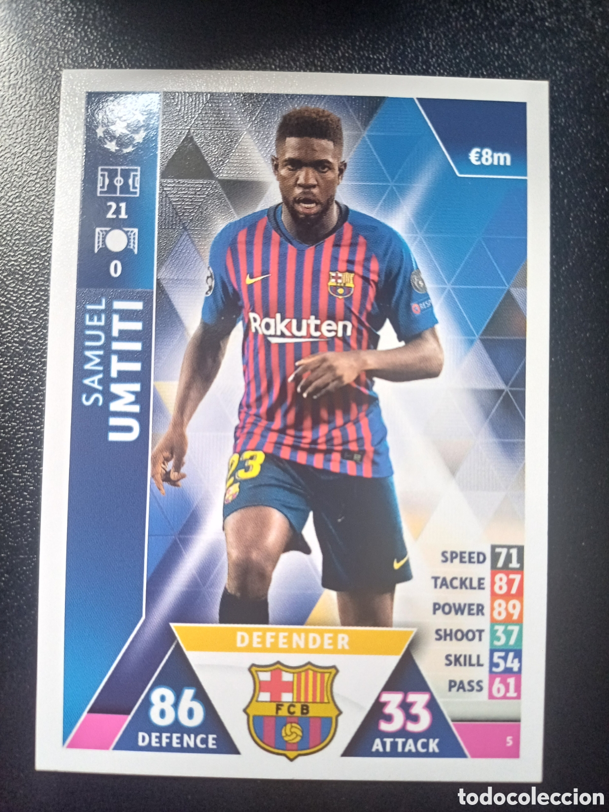 Figurine Collezionabili: #005 SAMUEL UMTITI FC BARCELONA TOPPS MATCH ATTAX 2018/19
