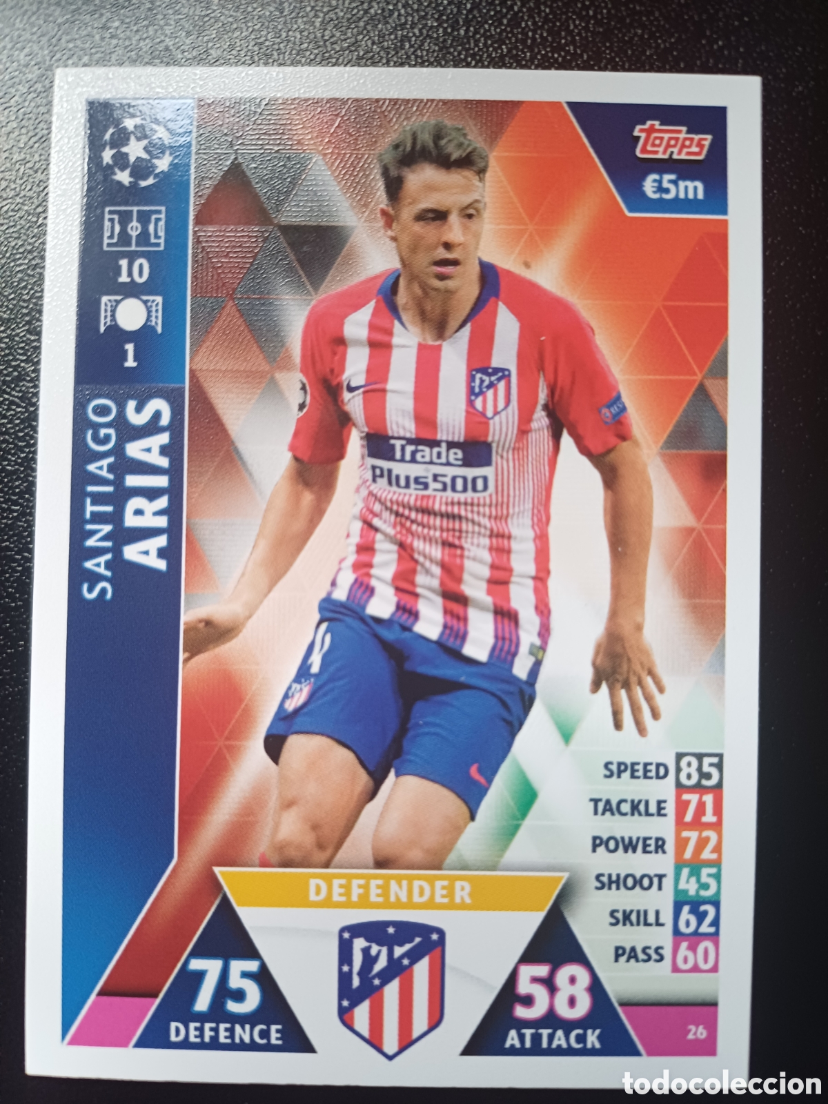 Cartas Colecion&aacute;veis: #026 SANTIAGO ARIAS ATLETICO DE MADRID TOPPS MATCH ATTAX 2018/19