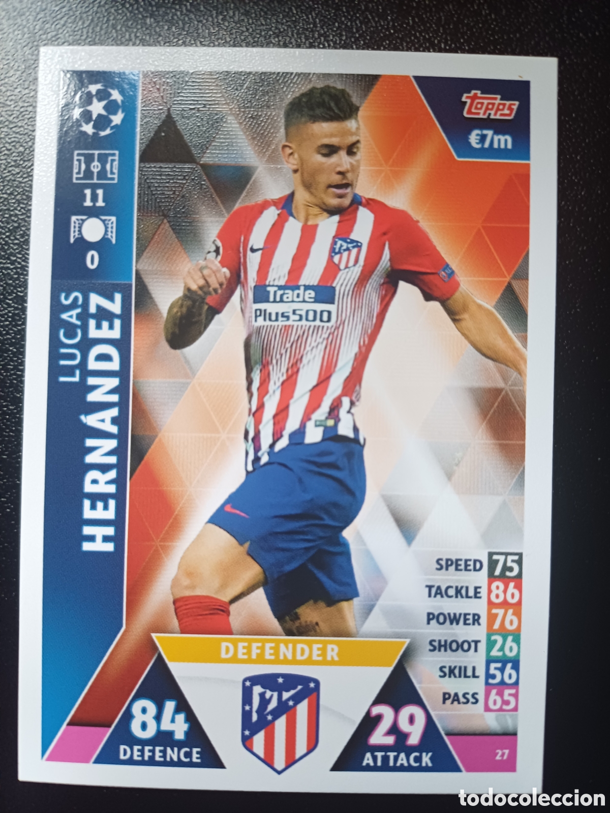 Cartas Colecion&aacute;veis: #027 LUCAS HERNANDEZ ATLETICO DE MADRID TOPPS MATCH ATTAX 2018/19