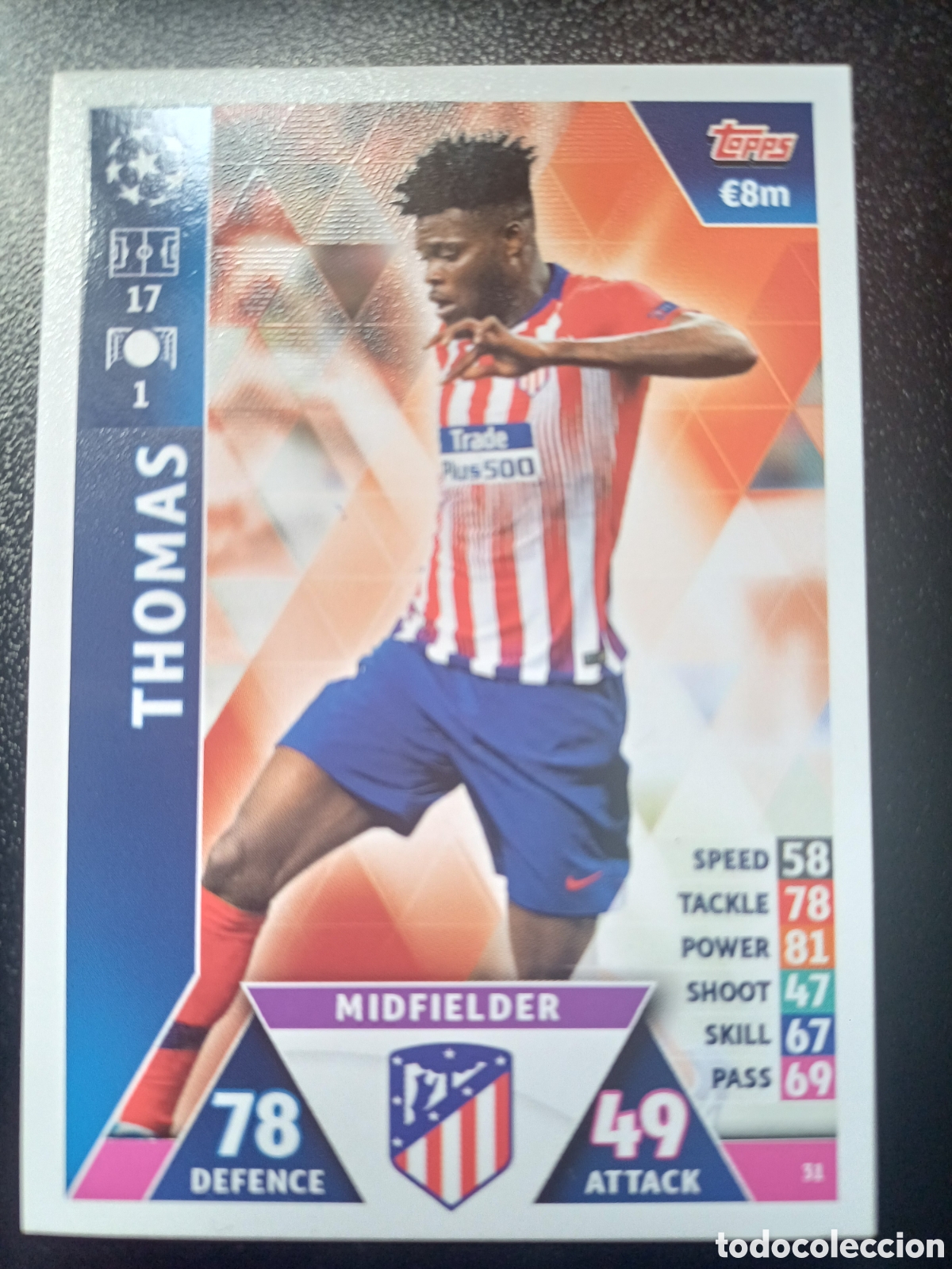 Cartas Colecion&aacute;veis: #031 THOMAS ATLETICO DE MADRID TOPPS MATCH ATTAX 2018/19