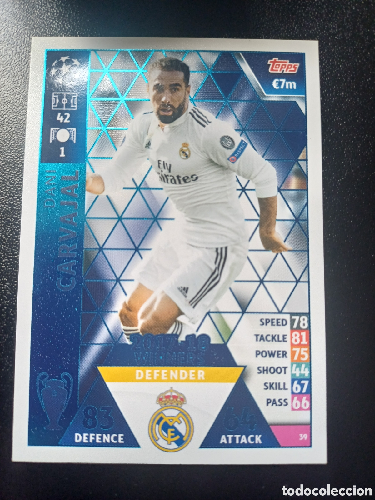 Cartas Colecion&aacute;veis: #039 DANI CARVAJAL REAL MADRID TOPPS MATCH ATTAX 2018/19