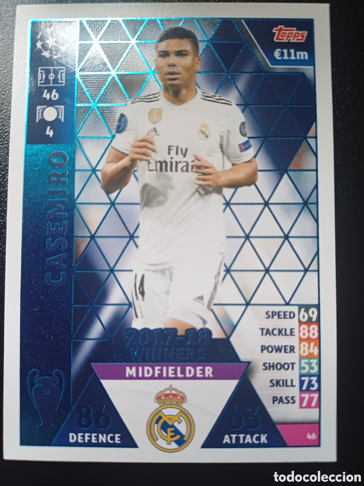 Cartas Colecion&aacute;veis: #046 CASEMIRO REAL MADRID TOPPS MATCH ATTAX 2018/19
