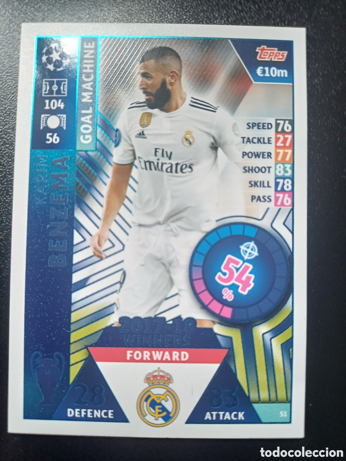 Figurine Collezionabili: #051 KARIM BENZEMA REAL MADRID TOPPS MATCH ATTAX 2018/19