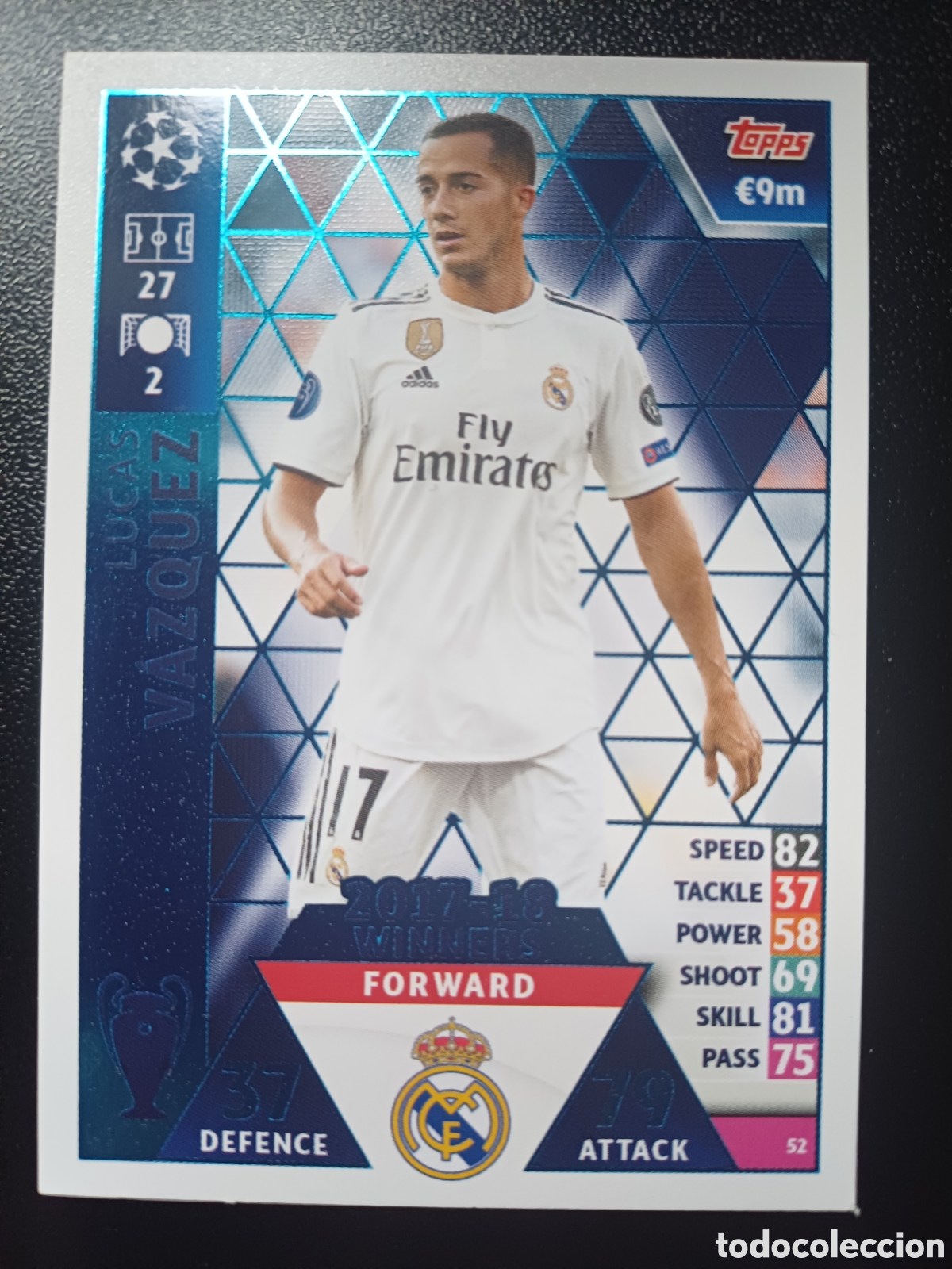 Figurine Collezionabili: #052 LUCAS VAZQUEZ REAL MADRID TOPPS MATCH ATTAX 2018/19